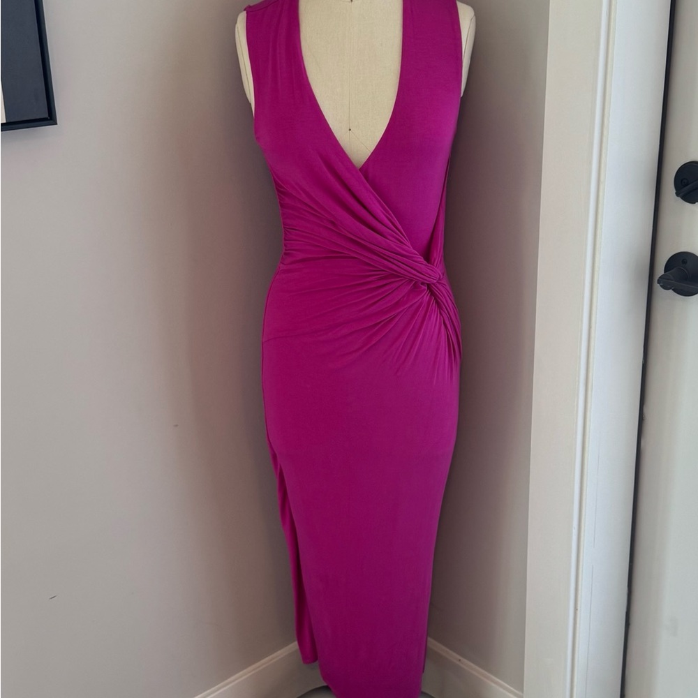 Marciano Fuchsia Twist Midi Dress